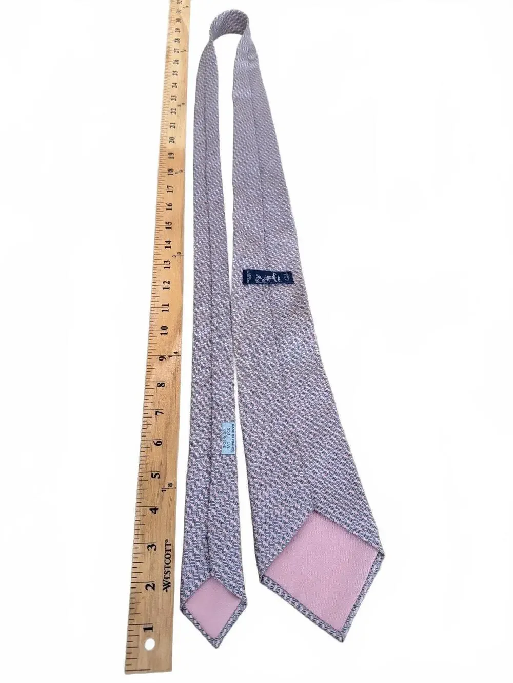 Hermès Men's Silk Tie 5531 UA Geometric Print Made in France Vintage Necktie